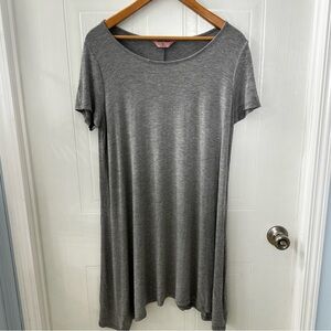 Gray Swing T-Shirt Dress Size Large | Casual Lounge Minimalist A-Line Knit